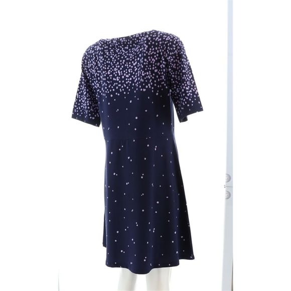 Isaac Mizrahi Scattered Dot Fit Flare Dress Dark Navy A395256A - Picture 6 of 9